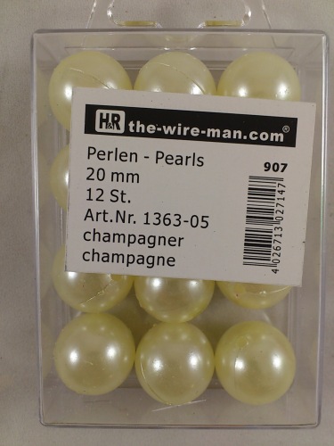 Parels champagne 20 mm. 12 st